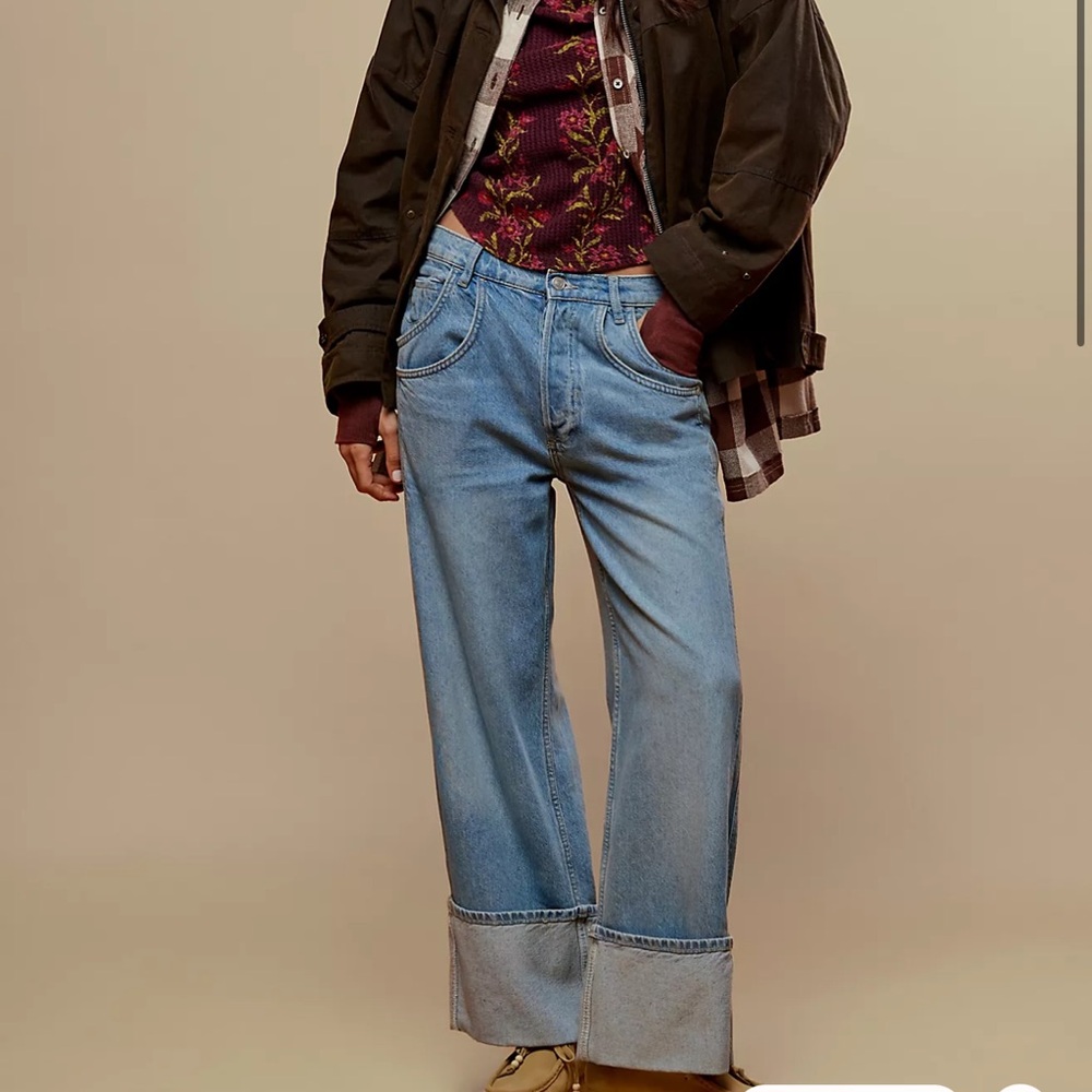 Free People Final Countdown Cuffed Low-Rise Jeans